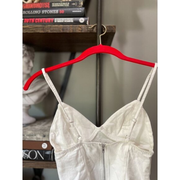 Superdown Rocky Denim Spaghetti Strap Bodysuit White Womens Size XS - Picture 9 of 13